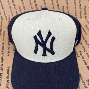 New York Yankees 47 Brand Strapback Adjustable Hat Cap Men Women MLB Beige Blue